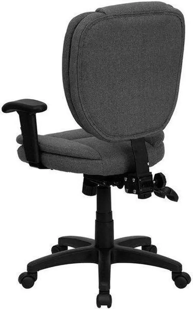 Alt view image 17 of 20 - Mid-Back Black LeatherSoft Executive Swivel Office Chair with Rose Gold Frame and Arms