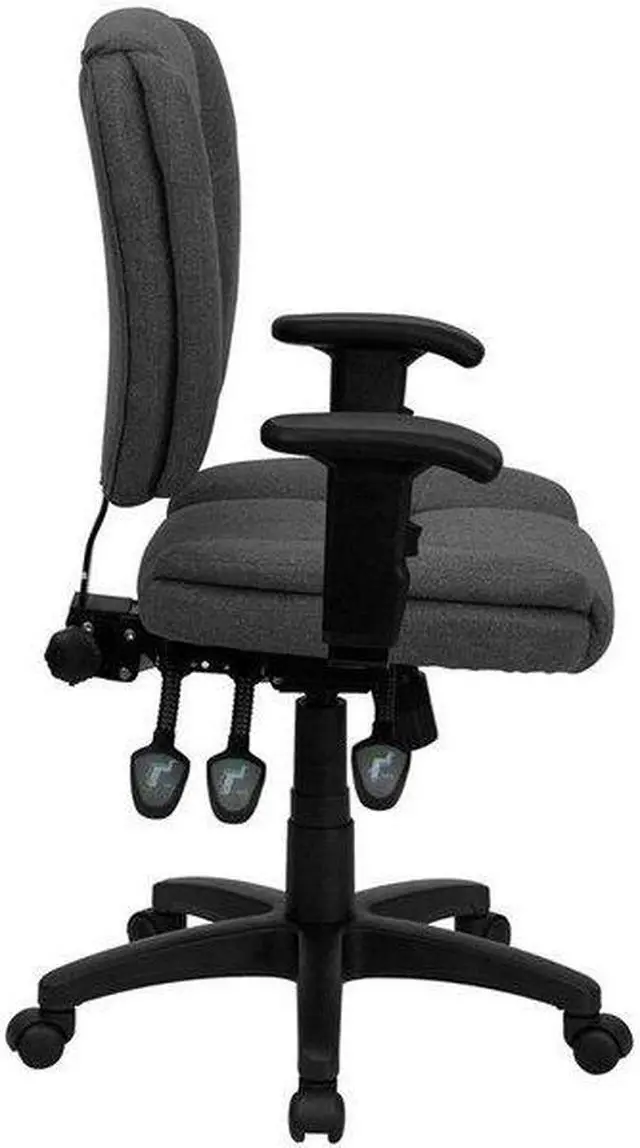 Alt view image 16 of 20 - Mid-Back Black LeatherSoft Executive Swivel Office Chair with Rose Gold Frame and Arms