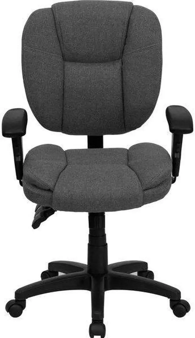 Alt view image 18 of 20 - Mid-Back Black LeatherSoft Executive Swivel Office Chair with Rose Gold Frame and Arms