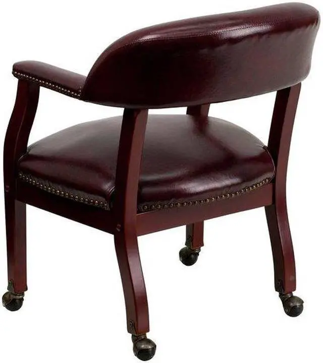 Alt view image 16 of 20 - Oxblood Vinyl Luxurious Conference Chair with Accent Nail Trim and Casters
