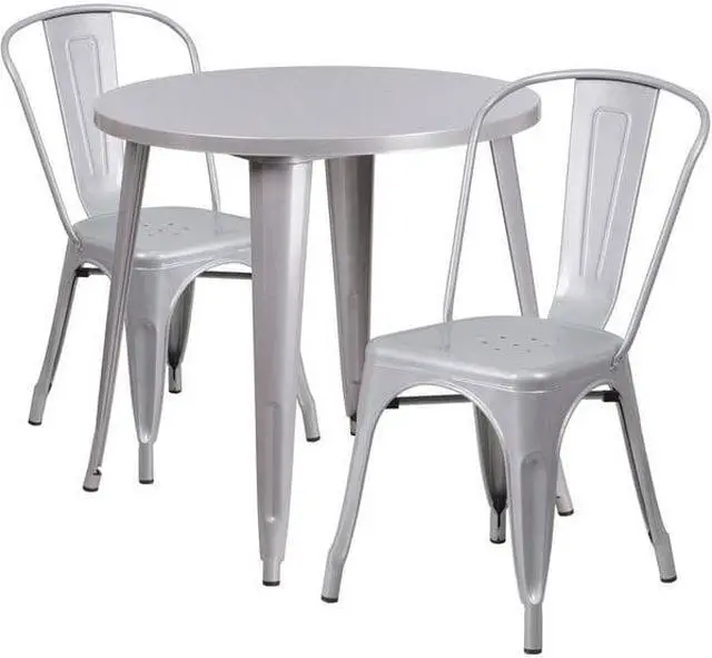 Alt view image 10 of 18 - Flash Furniture Baker Indoor-Outdoor 30" Round Table Set with 2 Cafe Chairs Red (CH519TH218CRED)