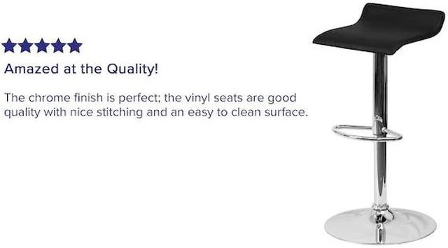 Alt view image 13 of 20 - Contemporary Black Vinyl Adjustable Height Barstool with Solid Wave Seat and Chrome Base