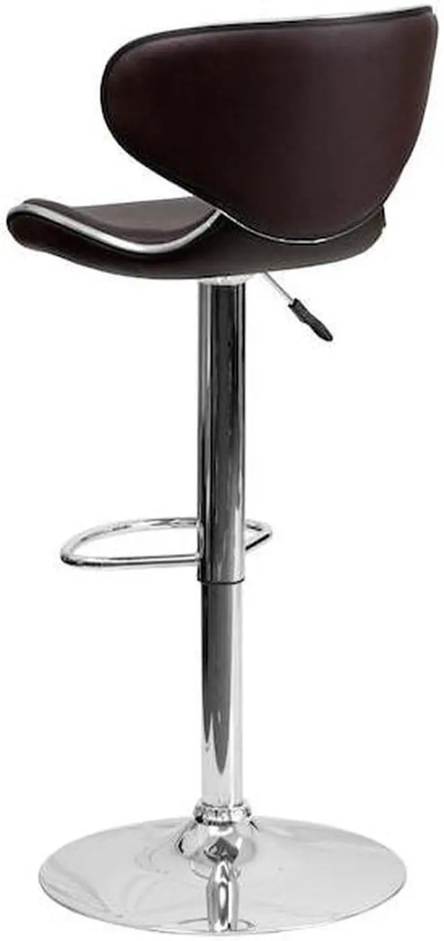 Alt view image 16 of 20 - Contemporary Cozy Mid-Back Brown Vinyl Adjustable Height Barstool with Chrome Base