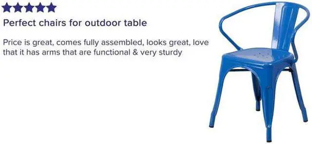Alt view image 6 of 15 - FLASH FURNITURE 4-CH-31270-BL-GG Blue Metal Indoor-Outdoor Chair with Arms