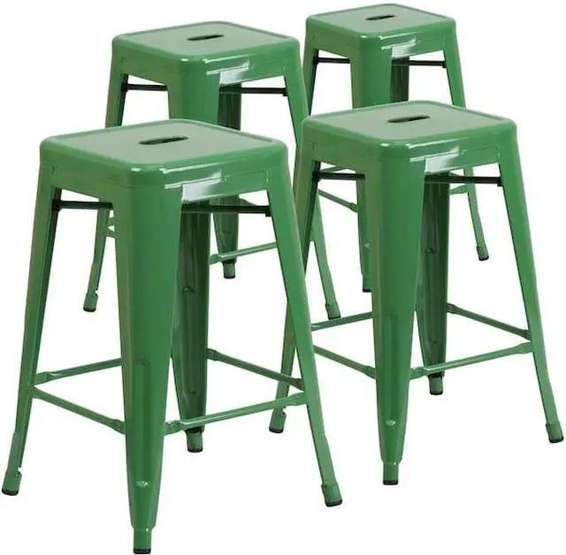 Alt view image 13 of 15 - FLASH FURNITURE 4-CH-31320-24-GN-GG Green Backless Metal Stool,24"