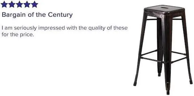 Alt view image 13 of 15 - Flash Furniture 30" High Backless Black-Antique Gold Metal Indoor-Outdoor Barstool with Square Seat 4 Pack (4CH3132030BQ)