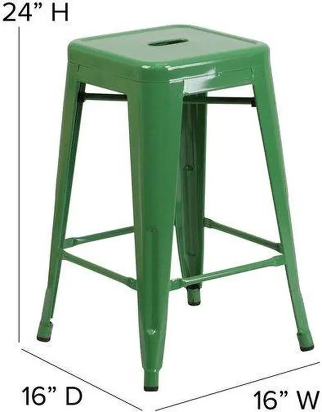 Alt view image 9 of 15 - FLASH FURNITURE 4-CH-31320-24-GN-GG Green Backless Metal Stool,24"