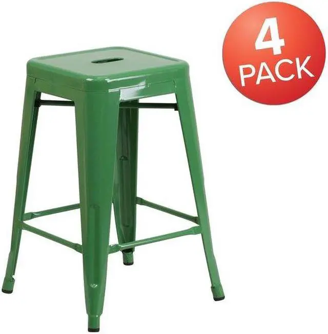 Alt view image 10 of 15 - FLASH FURNITURE 4-CH-31320-24-GN-GG Green Backless Metal Stool,24"