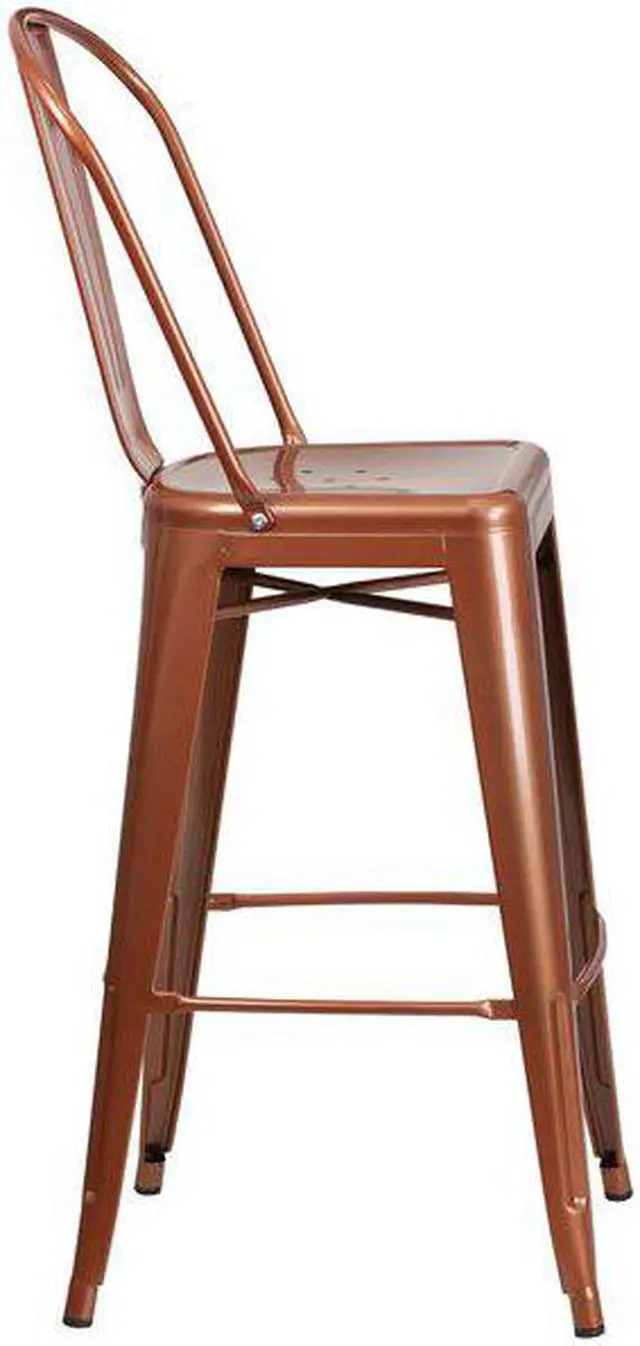 Alt view image 7 of 19 - Commercial Grade 30" High Copper Metal Indoor-Outdoor Barstool with Back