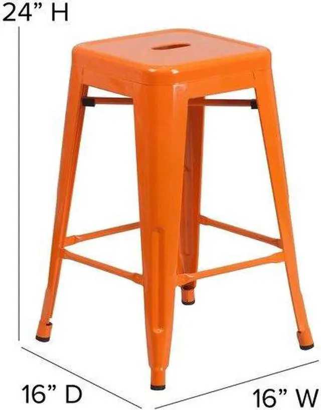 Alt view image 3 of 15 - FLASH FURNITURE 4-CH-31320-24-OR-GG Orange Backless Metal Stool,24"