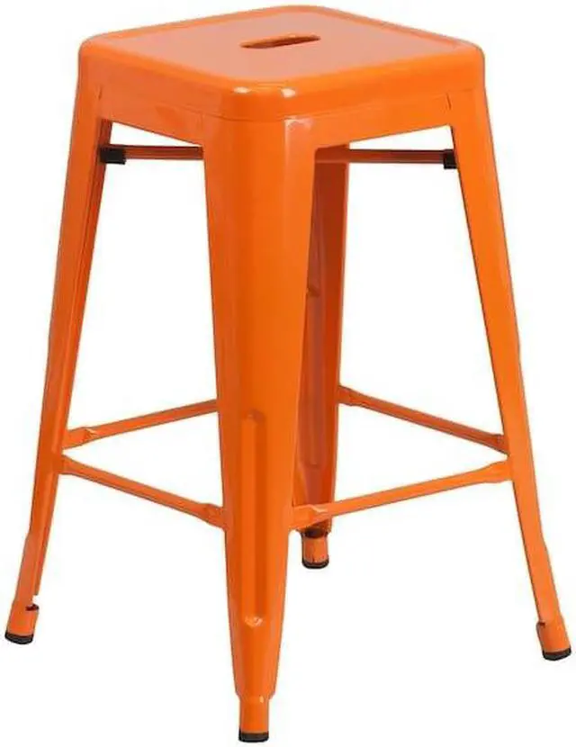 Alt view image 7 of 15 - FLASH FURNITURE 4-CH-31320-24-OR-GG Orange Backless Metal Stool,24"