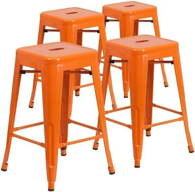 Alt view image 2 of 15 - FLASH FURNITURE 4-CH-31320-24-OR-GG Orange Backless Metal Stool,24"