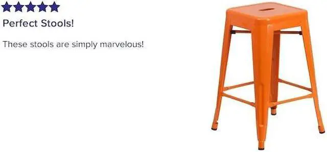 Alt view image 6 of 15 - FLASH FURNITURE 4-CH-31320-24-OR-GG Orange Backless Metal Stool,24"