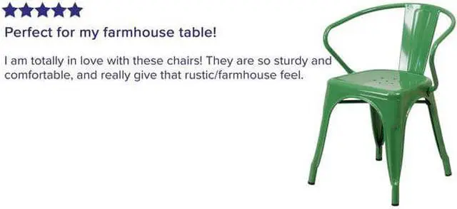 Alt view image 5 of 15 - FLASH FURNITURE 4-CH-31270-GN-GG Green Metal Indoor-Outdoor Chair with Arms