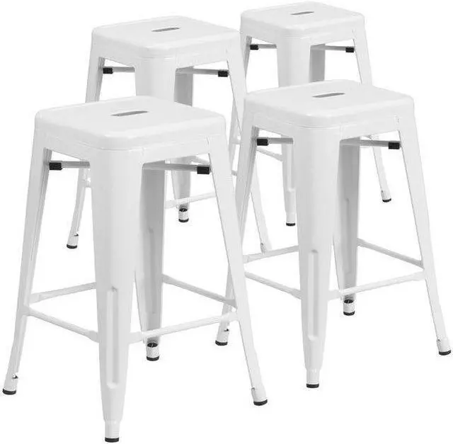 Alt view image 9 of 15 - FLASH FURNITURE 4-CH-31320-24-WH-GG White Backless Metal Stool,24"