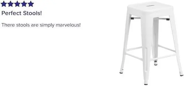 Alt view image 13 of 15 - FLASH FURNITURE 4-CH-31320-24-WH-GG White Backless Metal Stool,24"