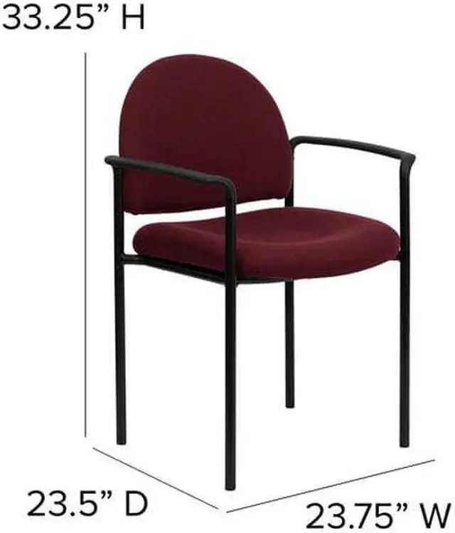 Alt view image 10 of 20 - Comfort Burgundy Fabric Stackable Steel Side Reception Chair with Arms