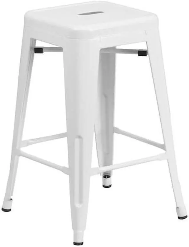 Alt view image 14 of 15 - FLASH FURNITURE 4-CH-31320-24-WH-GG White Backless Metal Stool,24"