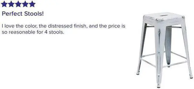 Alt view image 5 of 12 - Commercial Grade 24" High Backless Distressed White Metal Indoor-Outdoor Counter Height Stool