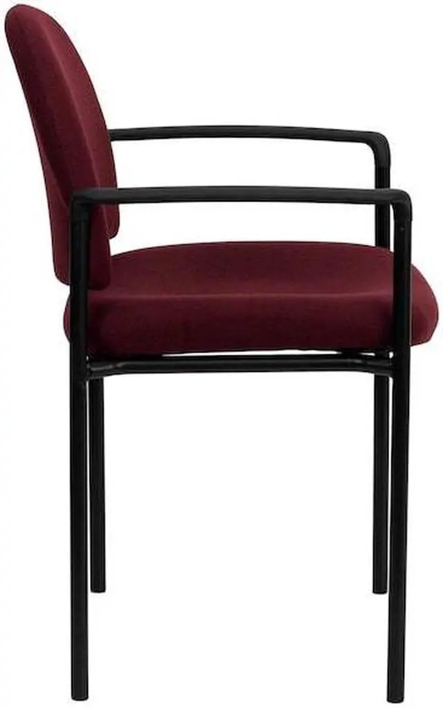 Alt view image 13 of 20 - Comfort Burgundy Fabric Stackable Steel Side Reception Chair with Arms