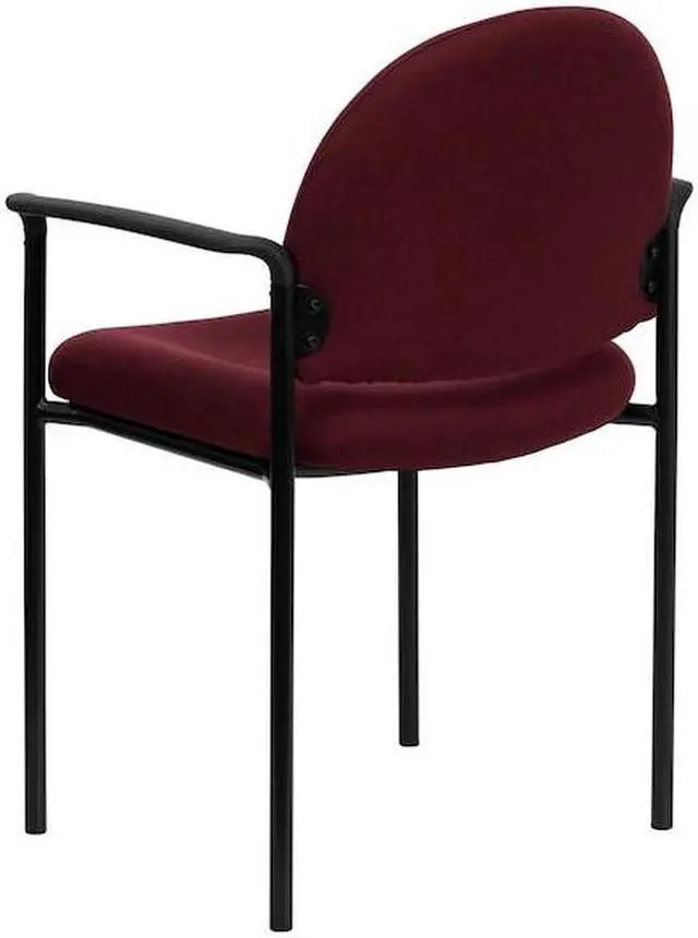 Alt view image 14 of 20 - Comfort Burgundy Fabric Stackable Steel Side Reception Chair with Arms
