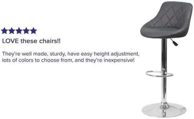 Alt view image 7 of 15 - 2 Pk. Contemporary Gray Vinyl Bucket Seat Adjustable Height Barstool with Chrome Base