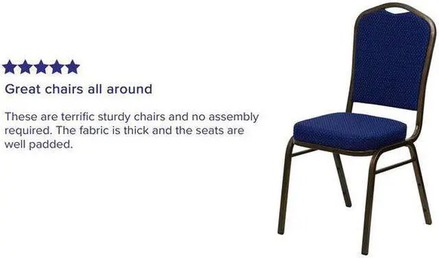 Alt view image 9 of 20 - HERCULES Series Crown Back Stacking Banquet Chair in Navy Blue Patterned Fabric - Gold Vein Frame