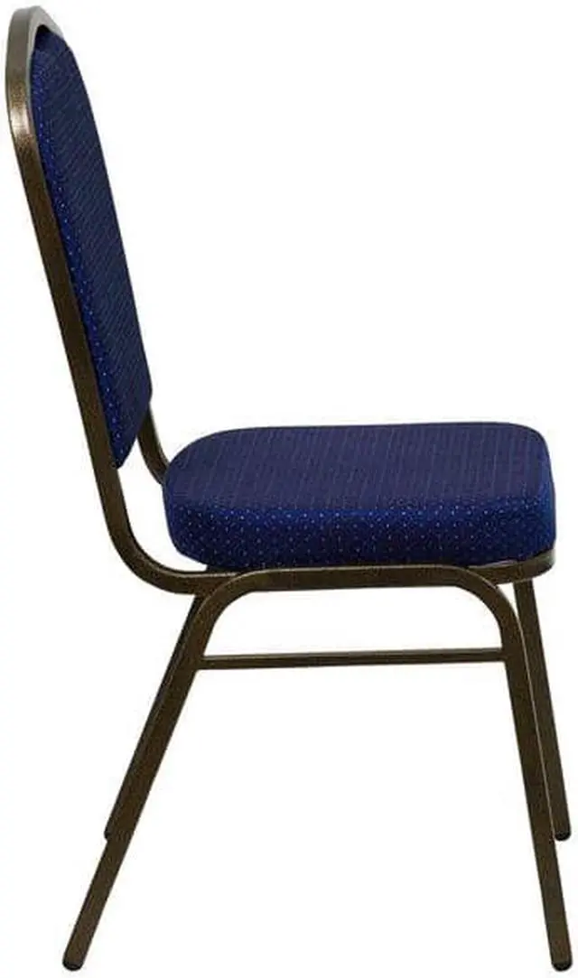 Alt view image 11 of 20 - HERCULES Series Crown Back Stacking Banquet Chair in Navy Blue Patterned Fabric - Gold Vein Frame