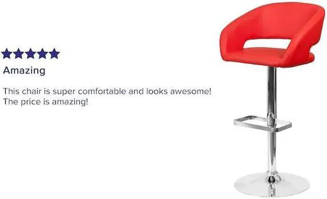 Alt view image 13 of 20 - Contemporary Red Vinyl Adjustable Height Barstool with Rounded Mid-Back and Chrome Base