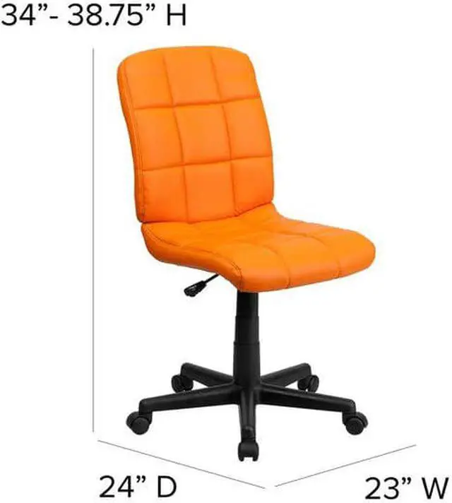 Alt view image 13 of 20 - Mid-Back Orange Quilted Vinyl Swivel Task Chair