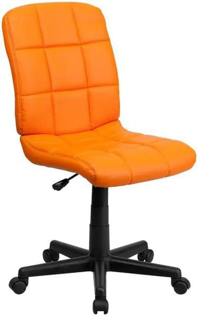 Alt view image 16 of 20 - Mid-Back Orange Quilted Vinyl Swivel Task Chair