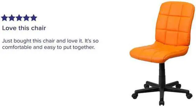 Alt view image 15 of 20 - Mid-Back Orange Quilted Vinyl Swivel Task Chair