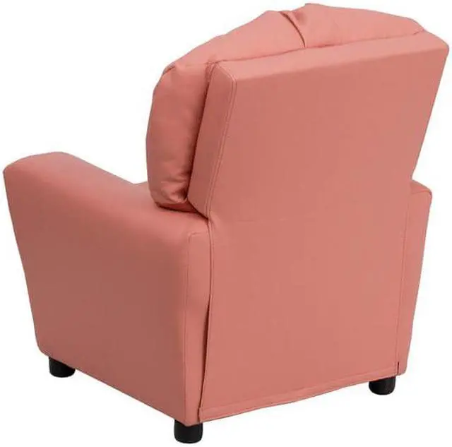 Alt view image 14 of 15 - Contemporary Pink Vinyl Kids Recliner with Cup Holder
