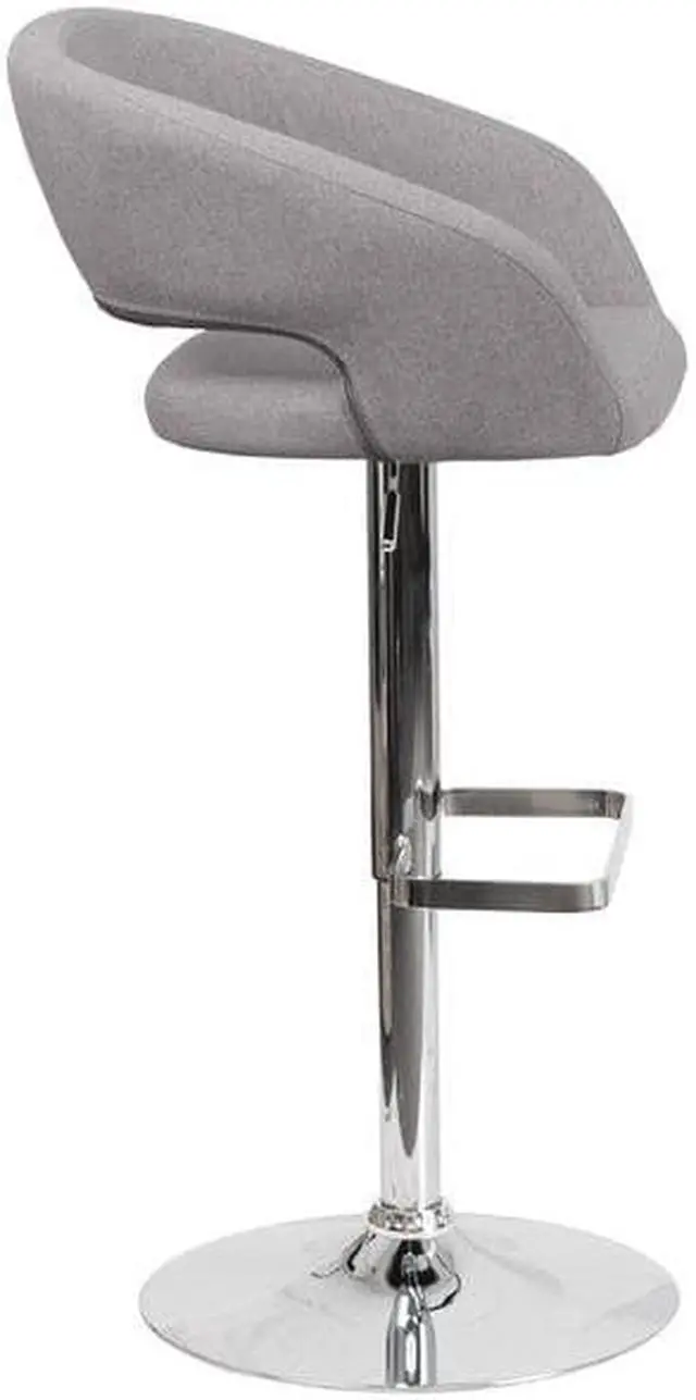 Alt view image 6 of 20 - Flash Furniture CH-122070-GYFAB-GG Contemporary Gray Fabric Adjustable Height Barstool with Chrome Base