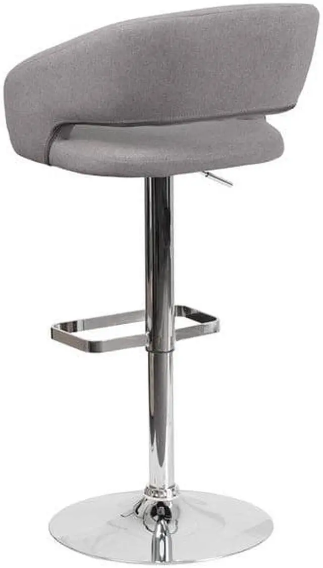 Alt view image 7 of 20 - Flash Furniture CH-122070-GYFAB-GG Contemporary Gray Fabric Adjustable Height Barstool with Chrome Base
