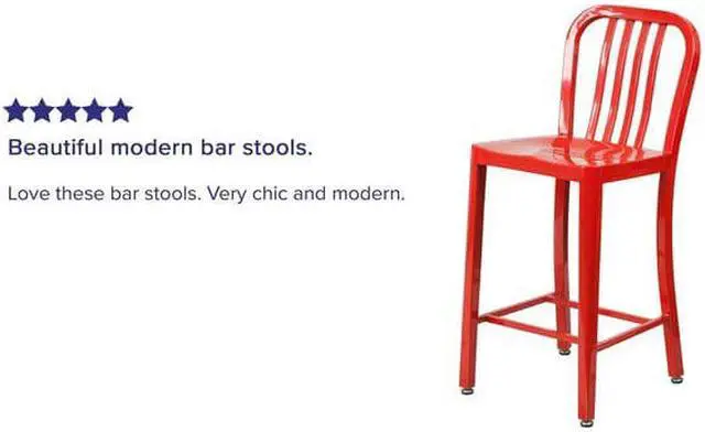 Alt view image 8 of 20 - Commercial Grade 24" High Red Metal Indoor-Outdoor Counter Height Stool with Vertical Slat Back
