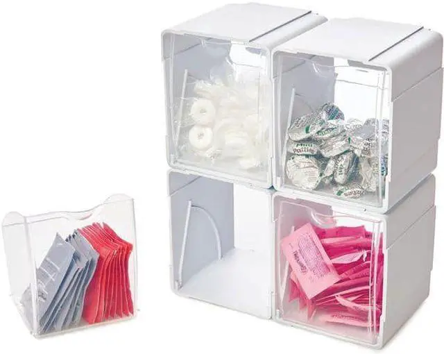 Alt view image 10 of 19 - deflecto Next Gen Interlocking Tilt Bin 4 3/4 x 5 1/4 x 5 5/8 White/Clear 421103