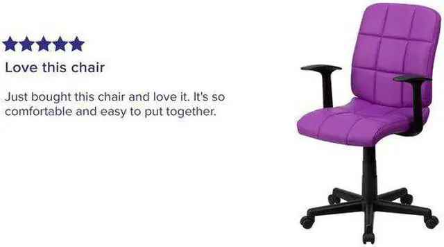Alt view image 15 of 20 - Mid-Back Purple Quilted Vinyl Swivel Task Office Chair with Arms