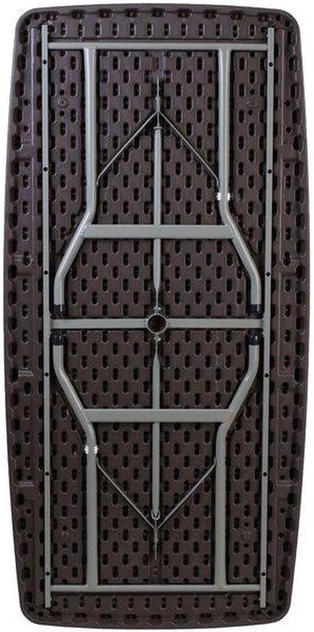 Alt view image 13 of 20 - 5.62-Foot Brown Rattan Indoor-Outdoor Plastic Folding Table
