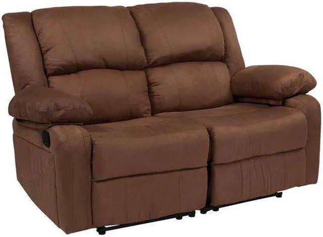 Alt view image 14 of 20 - Harmony Series Chocolate Brown Microfiber Loveseat with Two Built-In Recliners