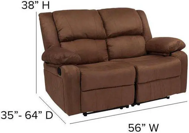 Alt view image 15 of 20 - Harmony Series Chocolate Brown Microfiber Loveseat with Two Built-In Recliners