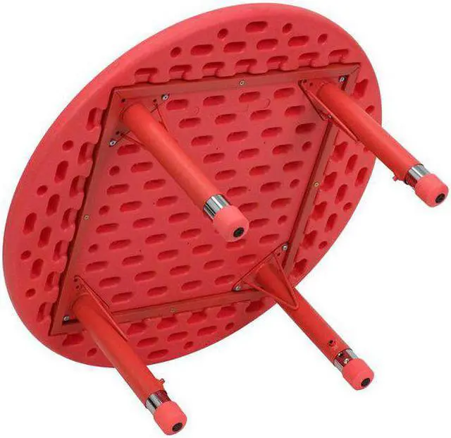 Alt view image 4 of 13 - 33'' Round Red Plastic Height Adjustable Activity Table