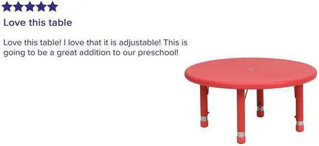 Alt view image 3 of 13 - 33'' Round Red Plastic Height Adjustable Activity Table