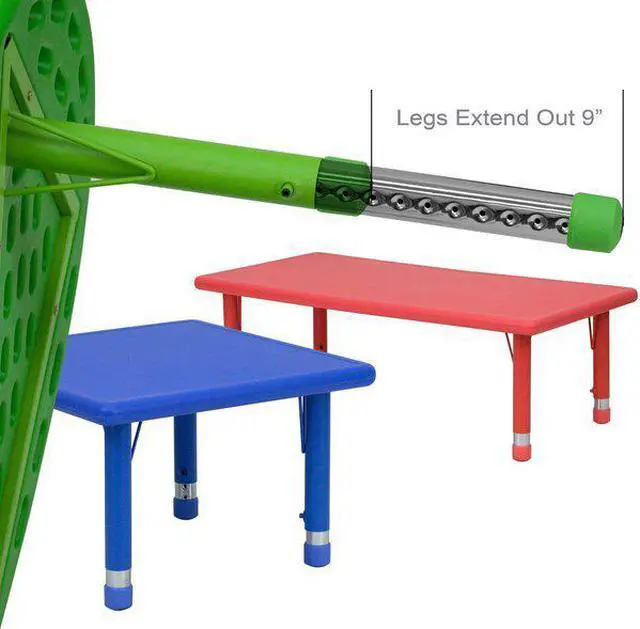 Alt view image 6 of 13 - 33'' Round Red Plastic Height Adjustable Activity Table