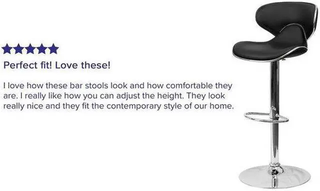 Alt view image 19 of 20 - Contemporary Cozy Mid-Back Black Vinyl Adjustable Height Barstool with Chrome Base