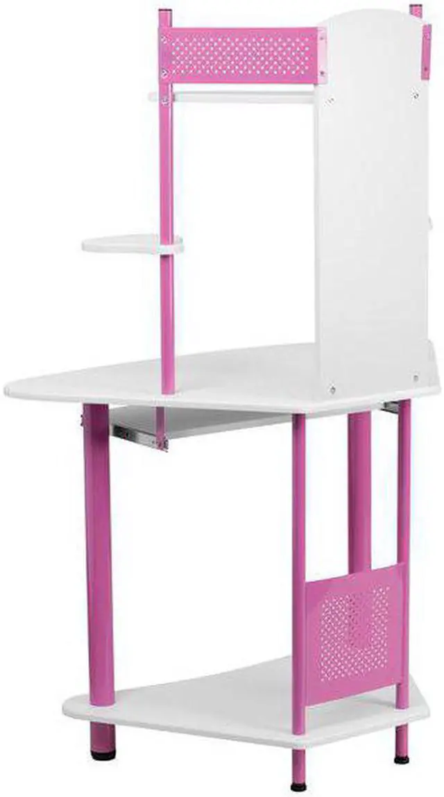 Alt view image 8 of 9 - Pink Corner Computer Desk with Hutch