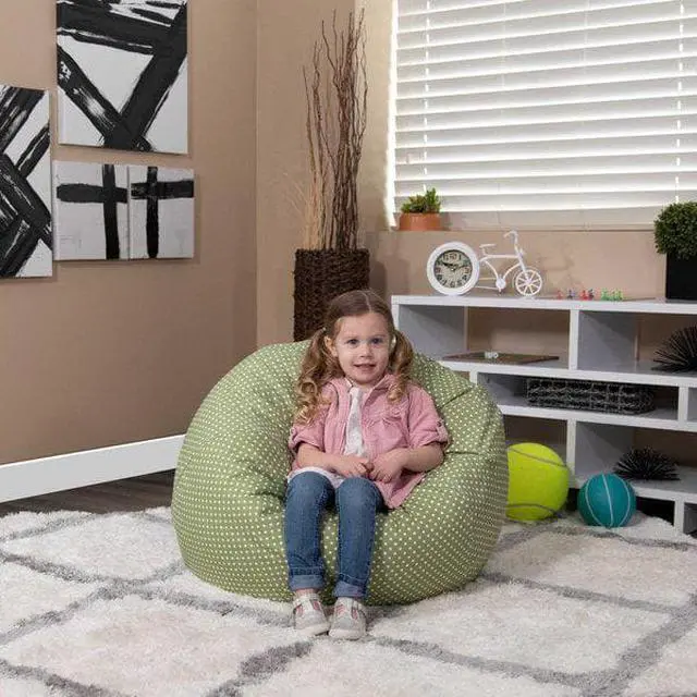Alt view image 11 of 14 - Small Green Dot Bean Bag Chair for Kids and Teens