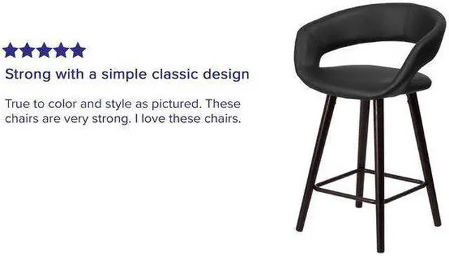 Alt view image 7 of 8 - 2 Pk. Brynn Series 24'' High Contemporary Black Vinyl Counter Height Stool with Cappuccino Wood Frame