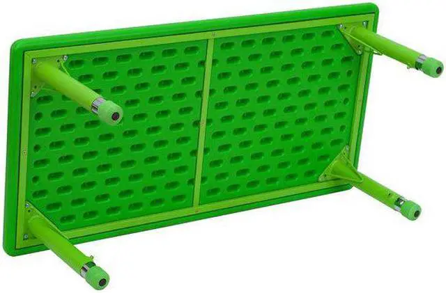 Alt view image 6 of 17 - 24''W x 48''L Rectangular Green Plastic Height Adjustable Activity Table