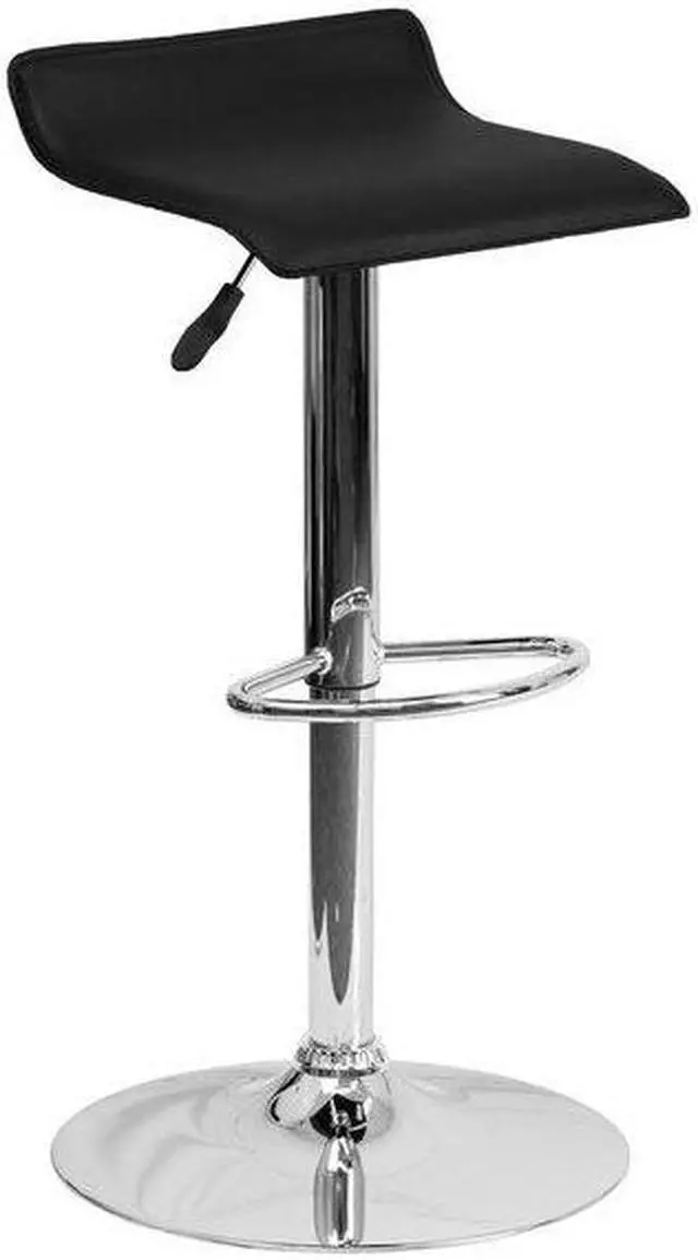 Alt view image 8 of 8 - 2 Pk. Contemporary Black Vinyl Adjustable Height Barstool with Chrome Base